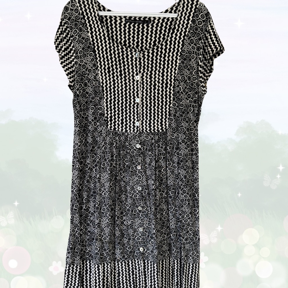 Gudrun Sjoden Black and White Patterned Midi Dress